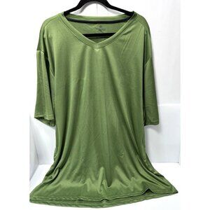 Men's 4X T-Shirt Green V-Neck Short Sleeve Casual 4X Plus Size Men's Shirt